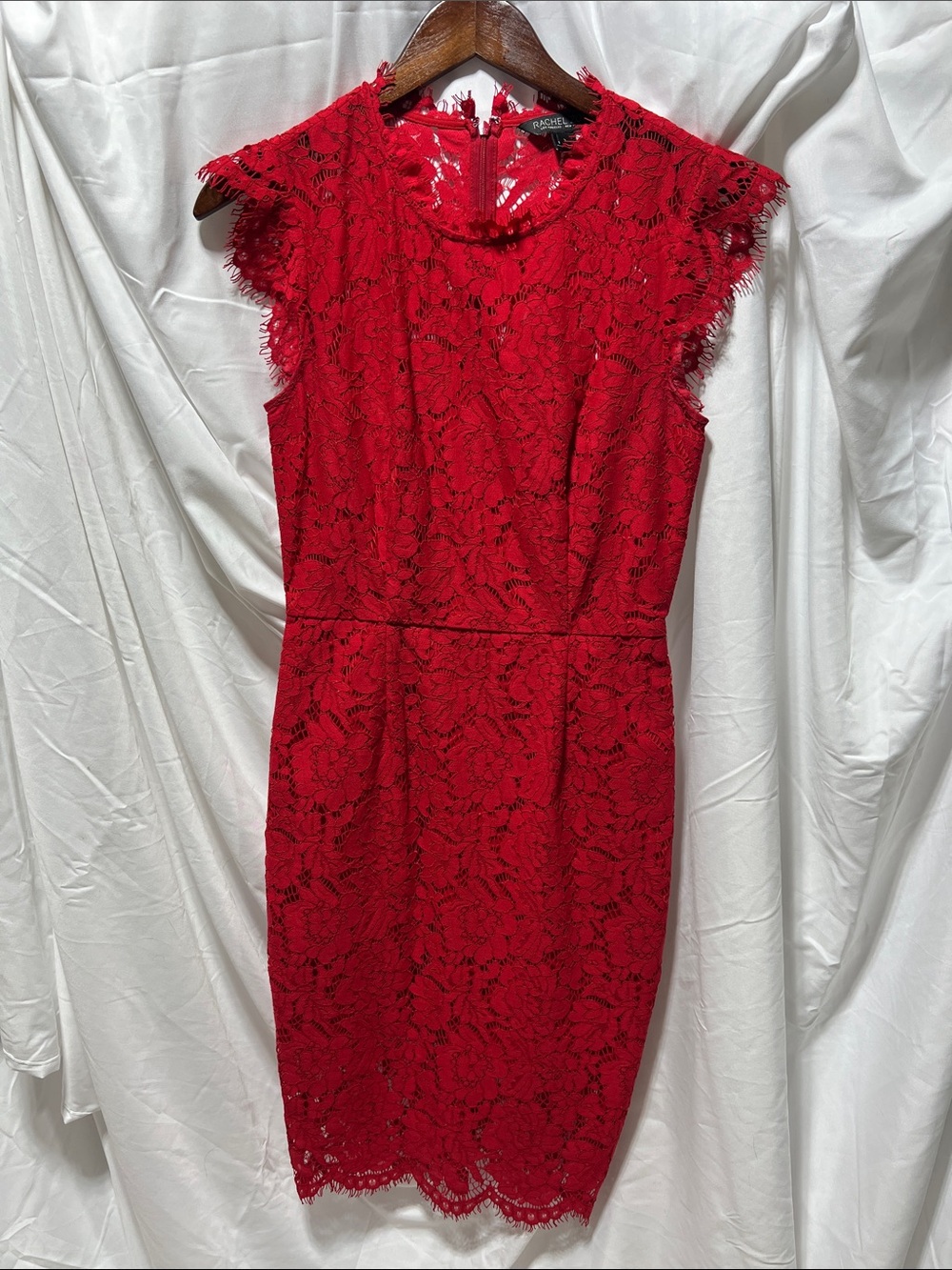 Rachel Zoe Red Lace Midi Dress